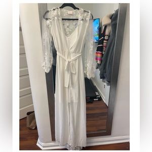 LE ROSE AMARA BEADED FLORAL LACE MAXI WITH TRAIN